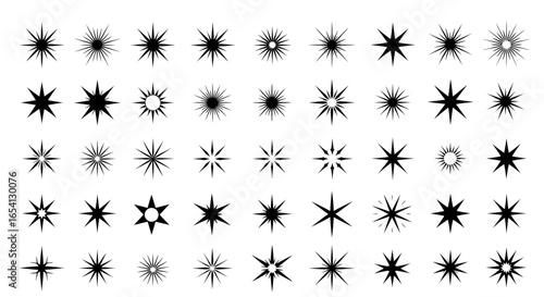 Collection of various starburst and sparkle icons, perfect for adding a touch of magic and brilliance to designs.