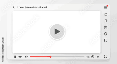 Vector illustration of a modern video player interface element. Clean user interface template for online streaming services and websites.