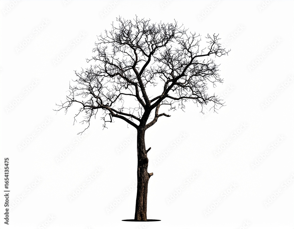 Fototapeta premium black dead tree isolated on white background 