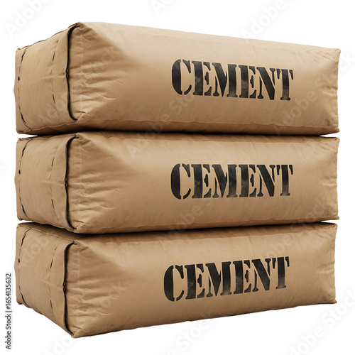 stack of cement bags isolated on transparent background