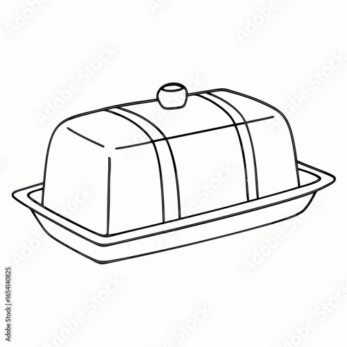 Butter dish with fitted lid and flat base for culinary and kitchen use with copy space for dining essentials and storage solutions