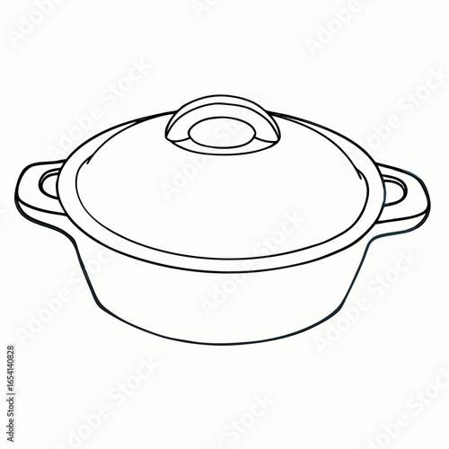 Ceramic casserole dish with lid and side handles for cooking and serving with copy space for thanksgiving dinner