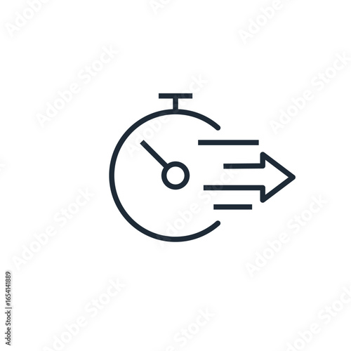  Fast deadline and quick time. Hurry up to accomplish, to do.
Vector linear icon isolated on white background.