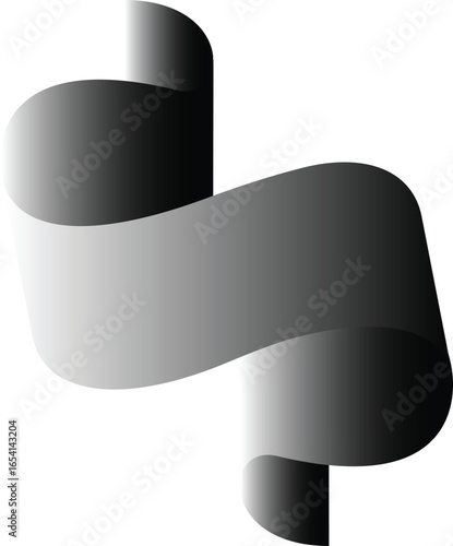 vector illustration of grey and black ribbon for design