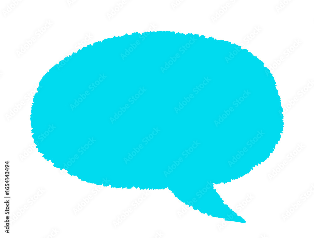 Fototapeta premium フリーハンドで描いたシンプルなフキダシ（水色） 手描きイラスト素材