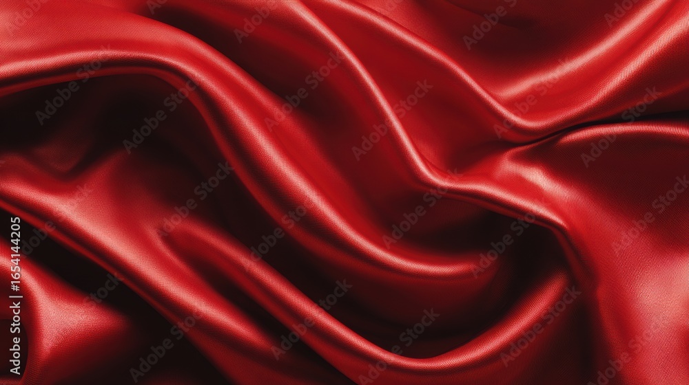 Fototapeta premium High definition photo of beautiful, smooth red satin with copy space.