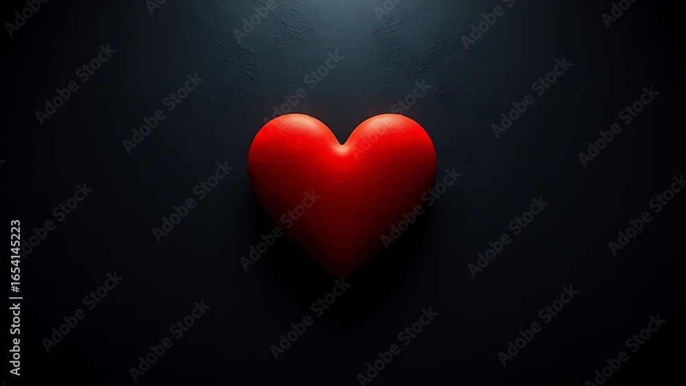 Fototapeta premium Red heart shape against a dark textured background, conveying deep emotional resonance.