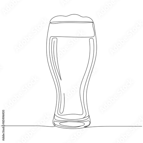 Beer mug continuous one line drawing. Lager beer tankards.