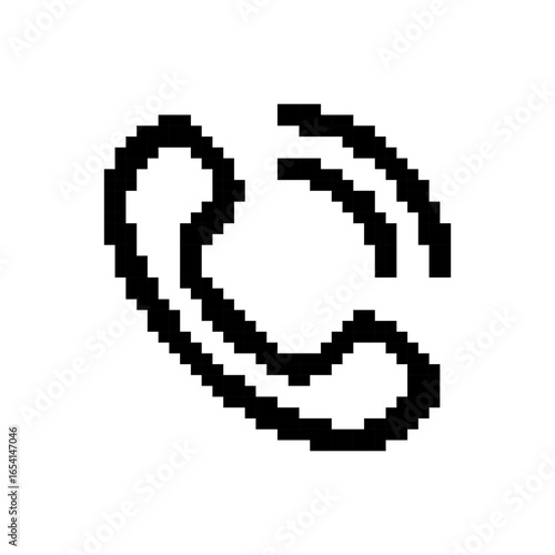Phone pixel icon. Telephone call, contact us symbol. Pixel art.
