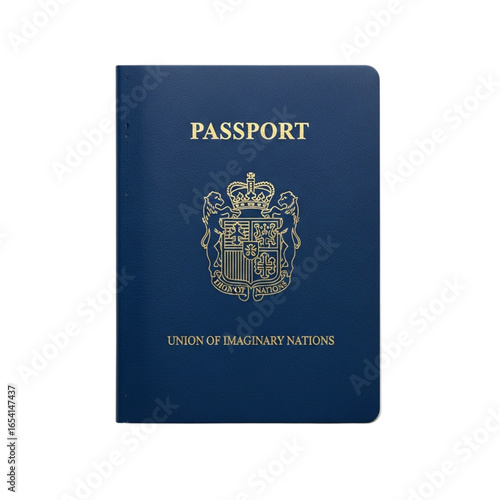 Blue passport with official emblem isolated on transparent background