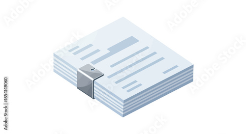 Stack of papers secured with a binder clip featuring lines and a block design on the topmost sheet