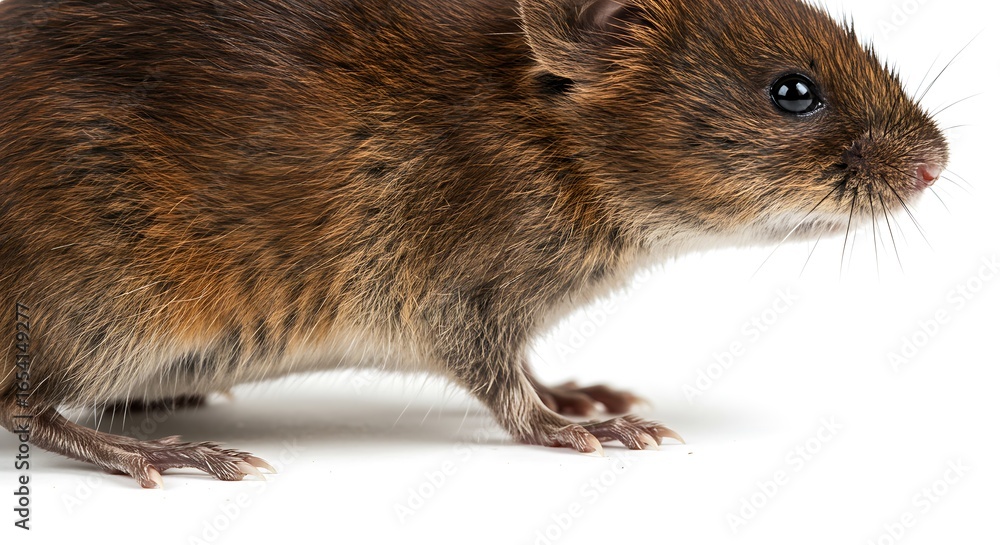 Fototapeta premium Detailed Close-Up of a Brown Vole Showing Fur, Whiskers, and Claws