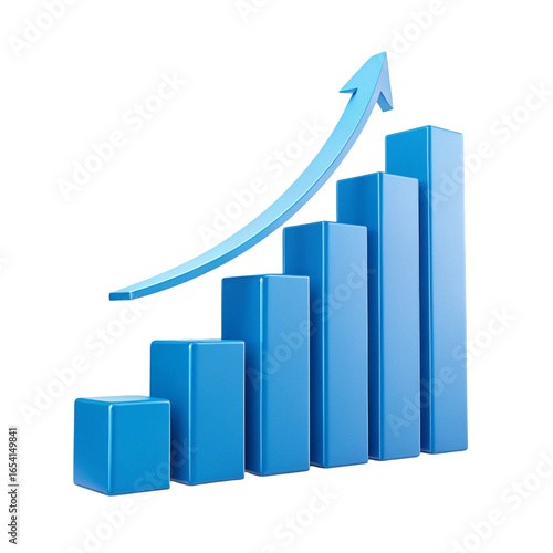 Blue 3d bar chart with upward trend arrow isolated on transparent background Free Download Blue 3d bar chart with upward trend arrow isolated on transparent background - GFXLoad