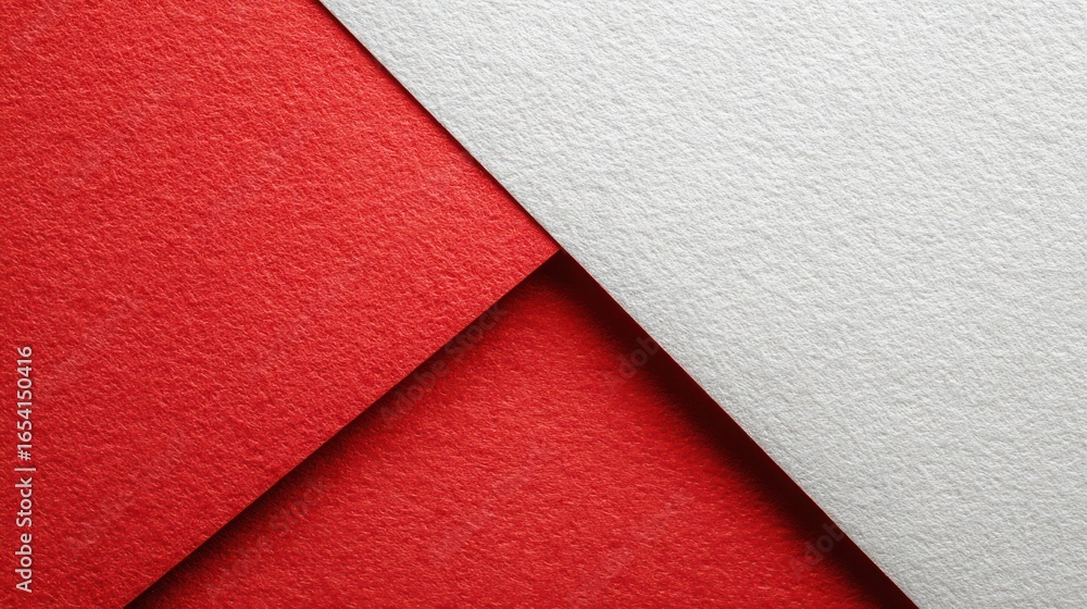 Fototapeta premium High definition photo of white and red geometric colored paper blank background template. copy space available.