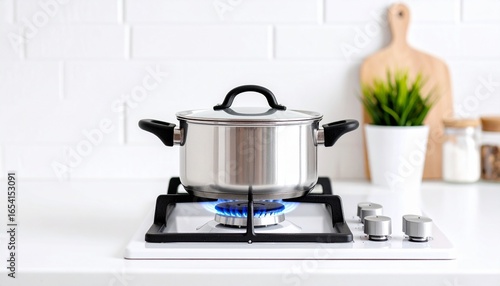 Wallpaper Mural ガスコンロの上の青い炎の上の鍋 Torontodigital.ca