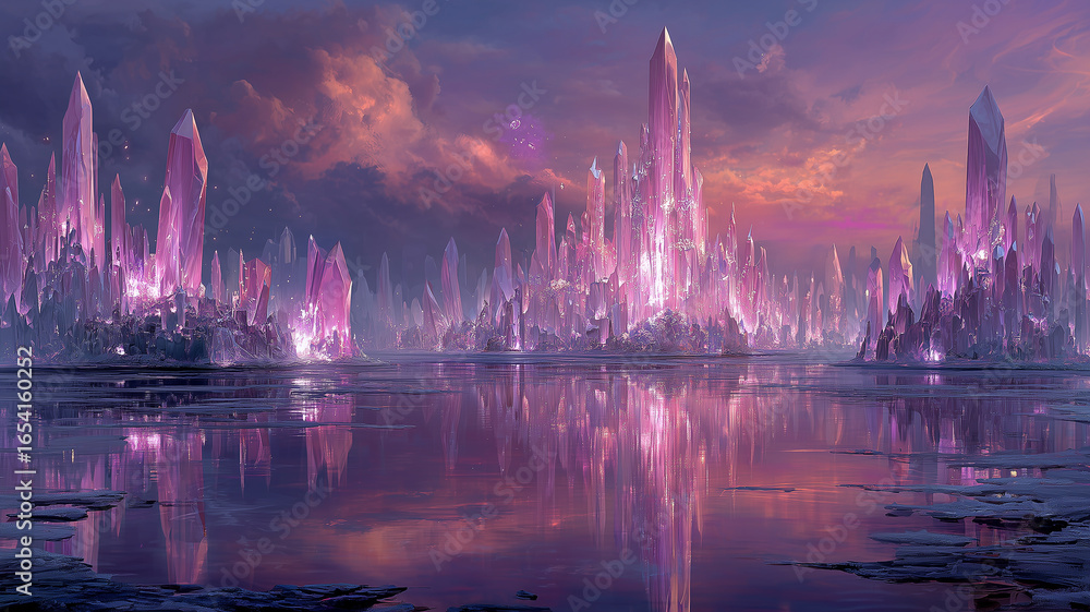 Obraz premium Crystal formations reflecting in calm water