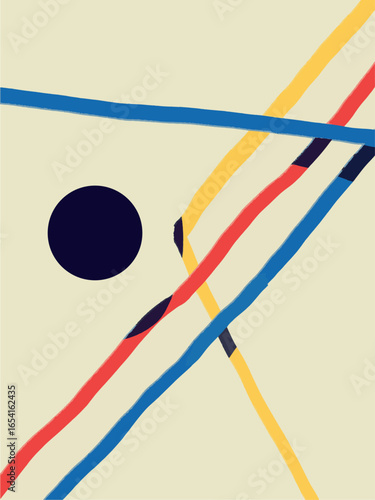 Vector set Balanced forms and Abstract Shapes with Primary Colors. Abstract Modernism Painting with Volume.  Bauhaus and Kandinsky vibe. For Print and Poster.