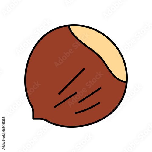 Hazelnut Nut Lineal Color Icon: Healthy Snack and Ingredient