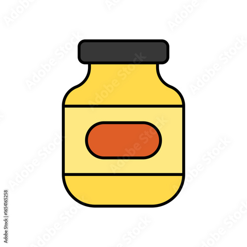 Mustard Condiment Lineal Color Icon: Food and Sauce