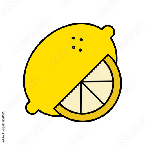 Lemon Fruit Lineal Color Icon: Citrus and Fresh Produce
