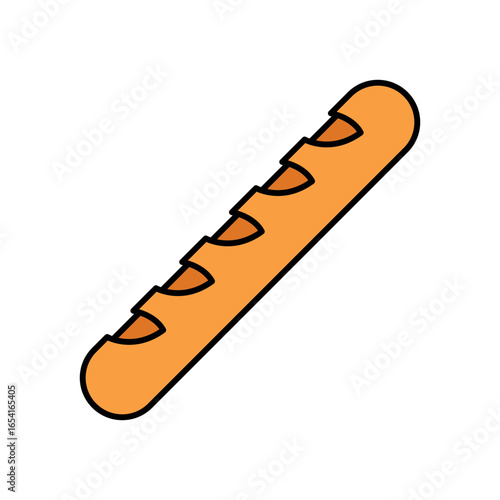 Baguette Bread Lineal Color Icon: Freshly Baked Food and Bakery Item