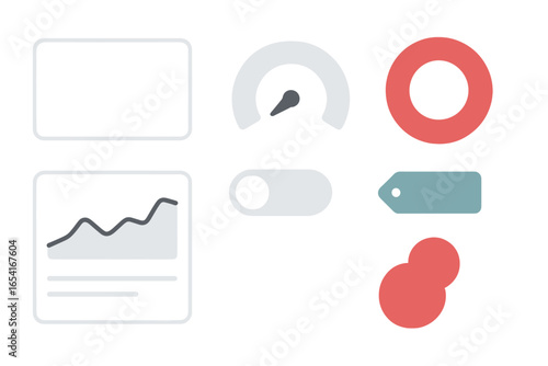 Modern digital dashboard interface with graphs, gauges, and toggles for data visualization and user control