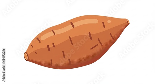Sweet Potato Isolated on White, Orange Vegetable Icon Style