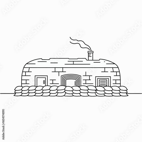 Illustration of an igloo house with a chimney emitting smoke on a white background showcasing its unique design