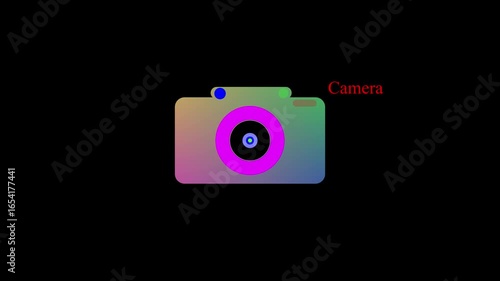 Camera photographic device icon concept animation with alpha channel