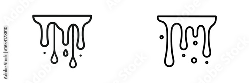 Dripping black and white liquid designs on a simple background featuring smooth lines and moderate movement