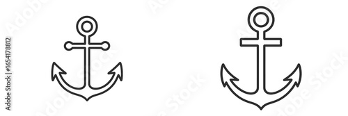 Minimalist vector anchors on a white background
