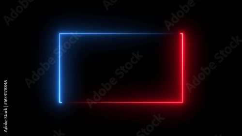Rectangle neon. Rounded rectangle photo frame with four tone neon color and illustrated black background