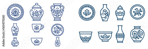 Decorative ceramic patterns featuring floral designs and traditional motifs from different cultures