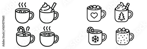 Hot beverages with festive designs perfect for winter gatherings and cozy moments