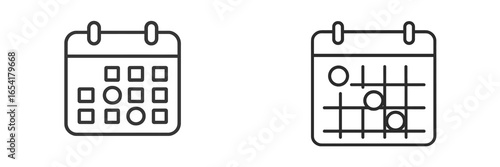 Calendar icons representing scheduling and time management concepts for digital or print use in various applications