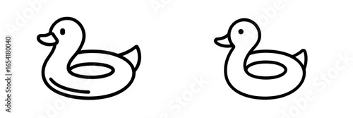 Two simple outline designs of inflatable rubber ducks floating on water