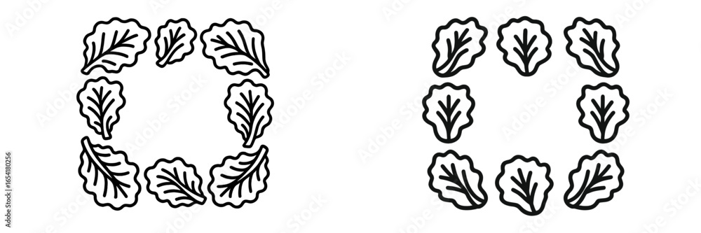 Obraz premium Design of symmetrical leaf patterns created with black outlines on a white background showcasing versatility and simplicity in art