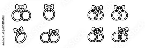Elegant wedding ring designs with bows in minimalist style for celebration and romance