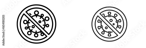Symbols representing prohibition of viruses, emphasizing public health safety through clear graphics in a minimalist style