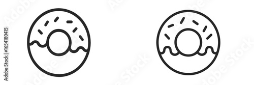 Simple donut illustrations showcasing different designs and frosting styles in a minimalist artistic approach