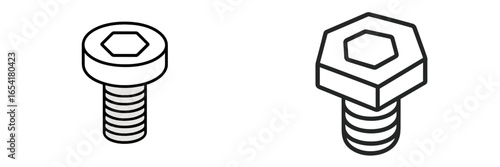 Detailed comparison of a hex screw and a bolt showcasing different designs and features for mechanical applications
