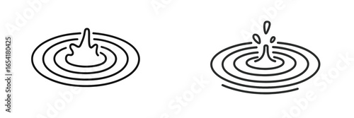 Circular water ripples caused by an object dropping into a pool during a sunny day in a tranquil outdoor setting
