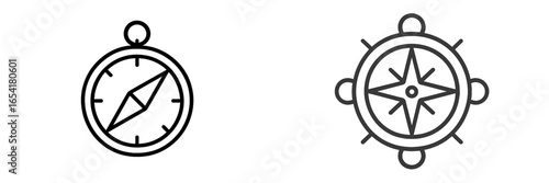 Symbols of navigation for exploration and adventure in outdoor activities