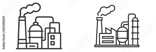 Industrial facilities with emissions at daytime illustrating urban development and environmental concerns