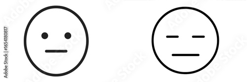 Minimalist design featuring two simple facial expressions on a white background illustrates emotional neutrality and apathy