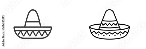 Two distinct sombrero illustrations presenting traditional designs in a minimalist style