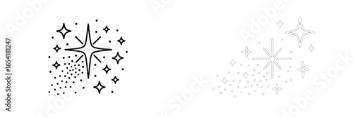 Creative star and sparkle design showcasing contrast and visual appeal in simple, modern artwork for decoration