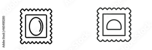 Circular and semi-circular outline stamps on a white background, showcasing simple geometric designs created for artistic usage