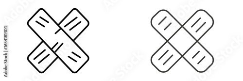 Bandage designs displayed on a minimalist background showcasing two styles of adhesive bandages
