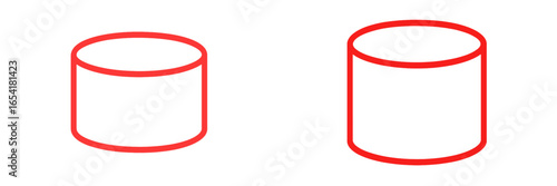 Red cylindrical shapes side by side illustrating geometric forms suitable for design or illustration work
